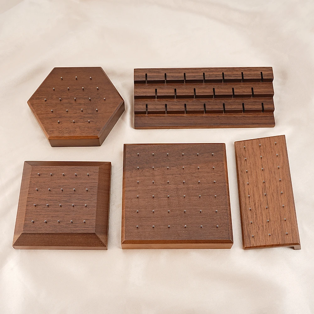 Black Walnut Solid Wood Display Stand for 16G 14G Piercing Jewelry Modern Display Holder with 36 Holes