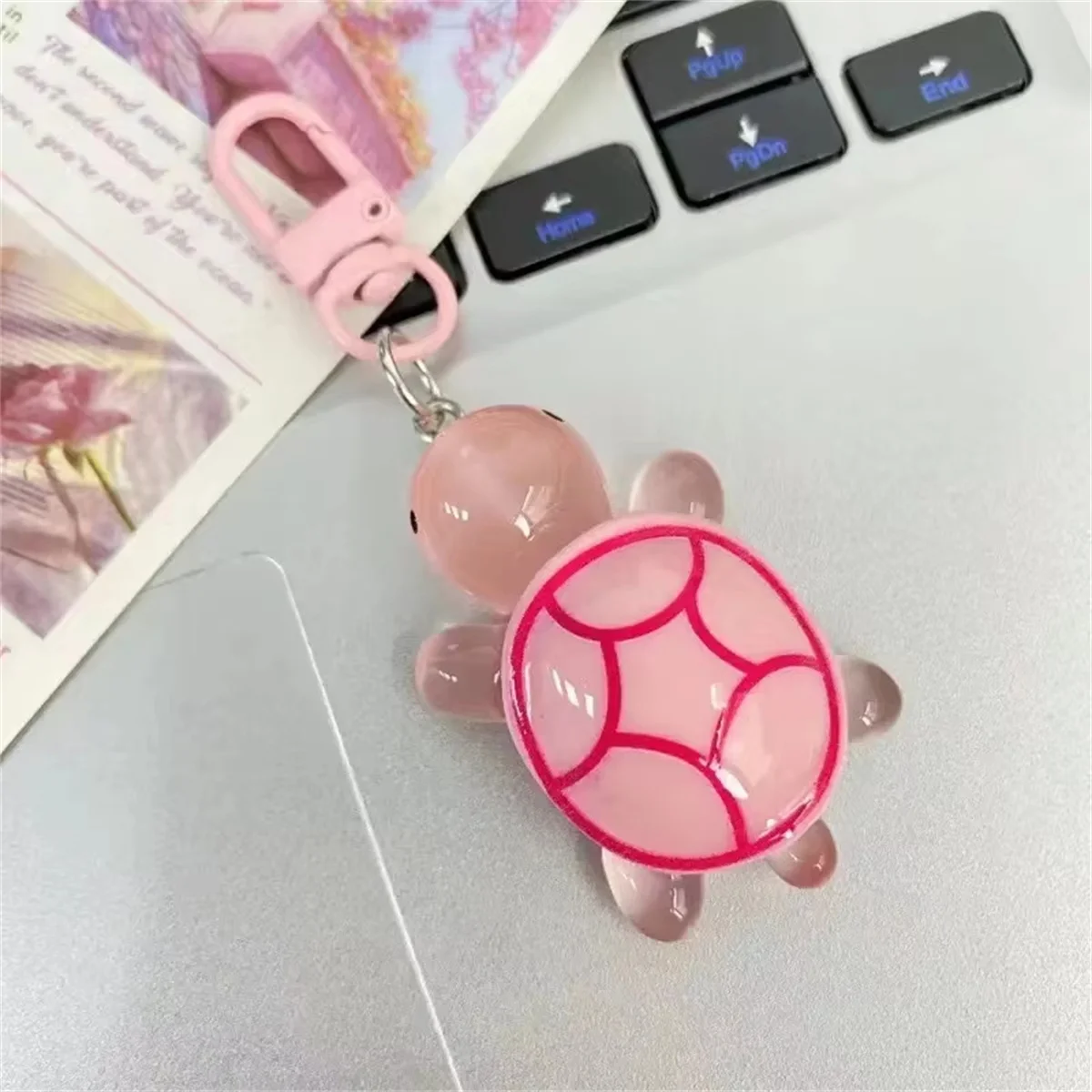 Cute Glow in The Dark Turtle Keychain for Women Girls Backpack Pendant Colorful Tortoise Keyring Student DIY Accessories Gift