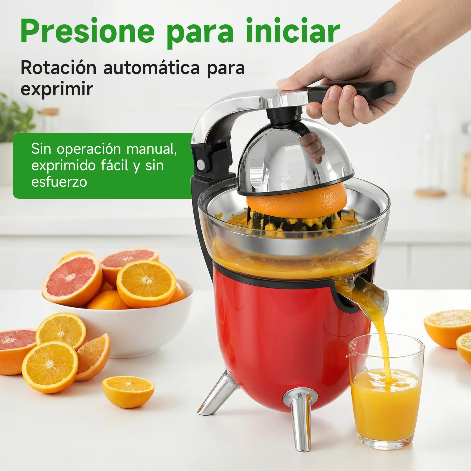 Elettrodomestici da Cucina: Spremiagrumi Manuale/Automatico (Funzionamento Silenzioso) Spremiagrumi Elettrico Rouny: Spremiagrumi per Arance e Limoni,
