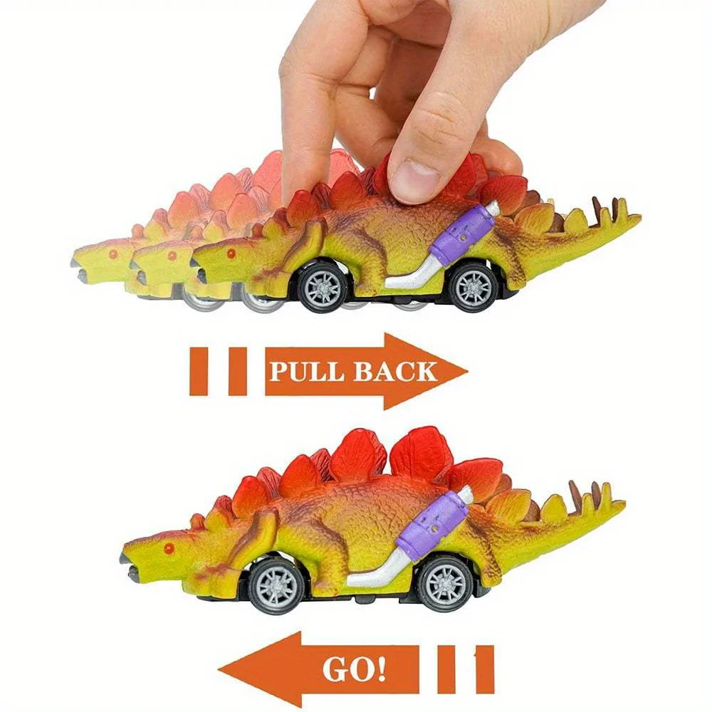 Dinosaur Toy Pull Back Car, 6 Pack Dinosaur Toys for 3 Year Old Boys Pull Back Toy Car, Dinosaur Gift with Tyrannosaurus Rex