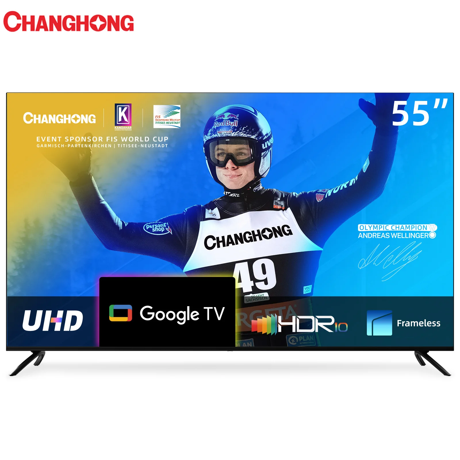 Changhong G7L 55 inch 139cm 4K UHD U55G7L Google TV HDR Smart LED TV TV Stand Wall-mounted TV