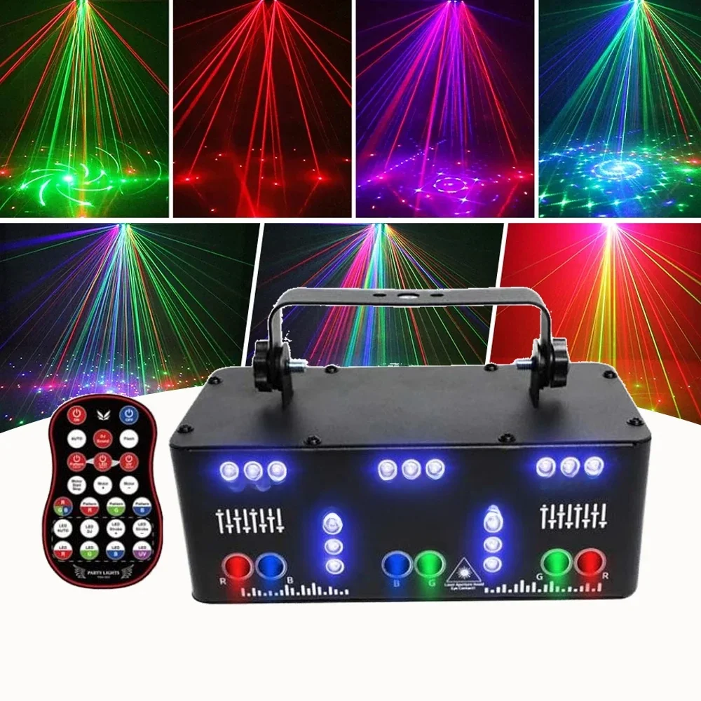 21-Loch DJ Disco Licht RGB Party Strahl Muster Bühne Laserlicht Projektor RGB UV LED Strobe Sound Party Urlaub Hochzeit Lampe