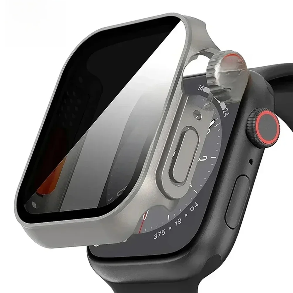 Etui na Apple Watch Apple Watch Series9/8/7/6/5/4 SE 44 45 41 40mm zmień na Ultra Privacy Tempered Glass Screen Protector case — 2