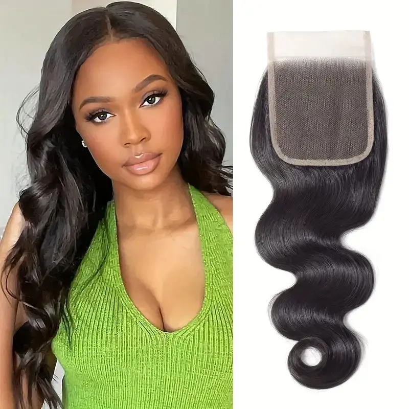 

Malaysia Human Hair Body Wave Lace Closure 4x4 Lace Closure100 Percent Unprocessed Human Hair Natural Color With Baby Hair