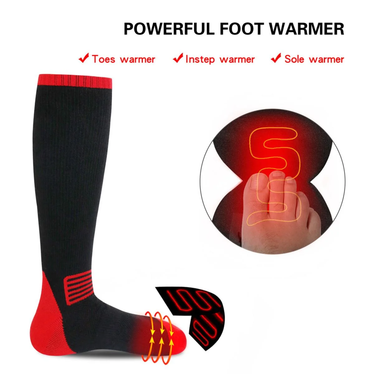 Rechargeable Heated Socks for Men and Women, Cycling, Winter，Outdoors Work Fishing Hunting Skiing Riding Camping Foot  Warmer