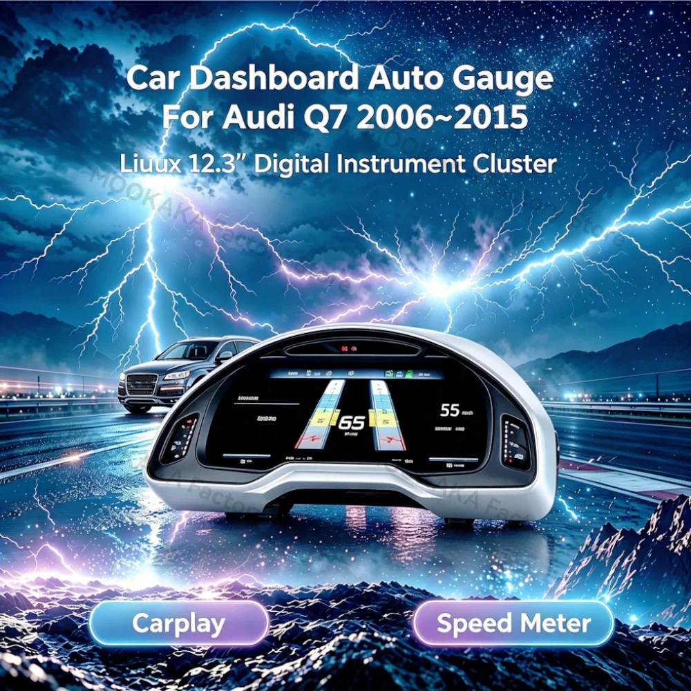 Car dashboard Auto Gauge For Audi Q7 2006~2015 Carplay Instrument Cluster Digital Dashboard LCD Panel Linux 12.3 In Speed Meter