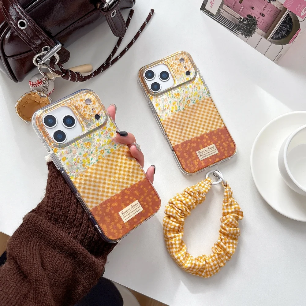 

Fresh and fresh plaid floral phone case,suitable for iPhone16/15/17ProMax,Korean INS fashionable new shockproof protective case