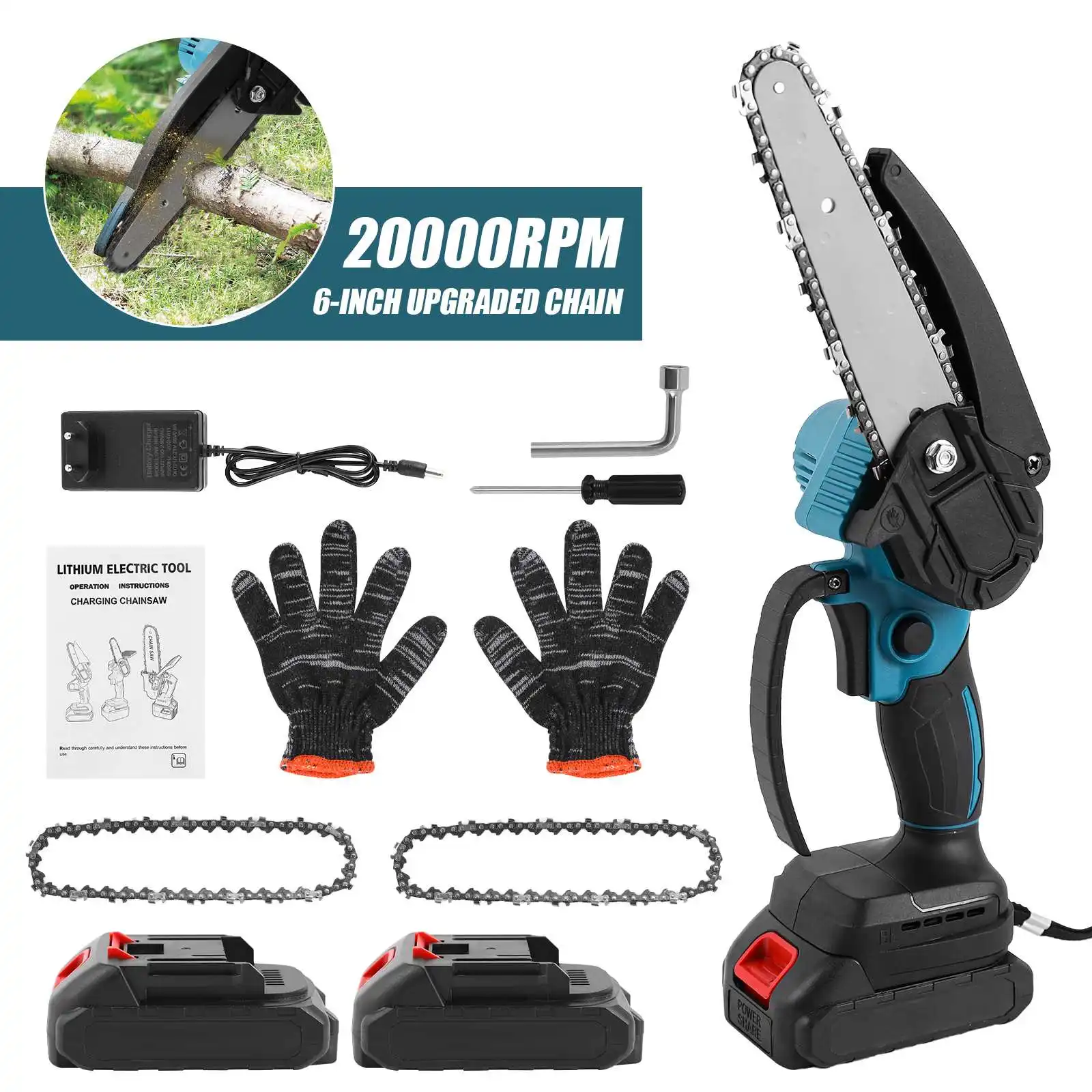 Mini 6 Inch Elektrische Kettingzaag Handheld Draagbare Kettingzaag Boom Houtmes Mes Tuin Elektrisch Gereedschap Voor Makita 18V Batterij Pin
