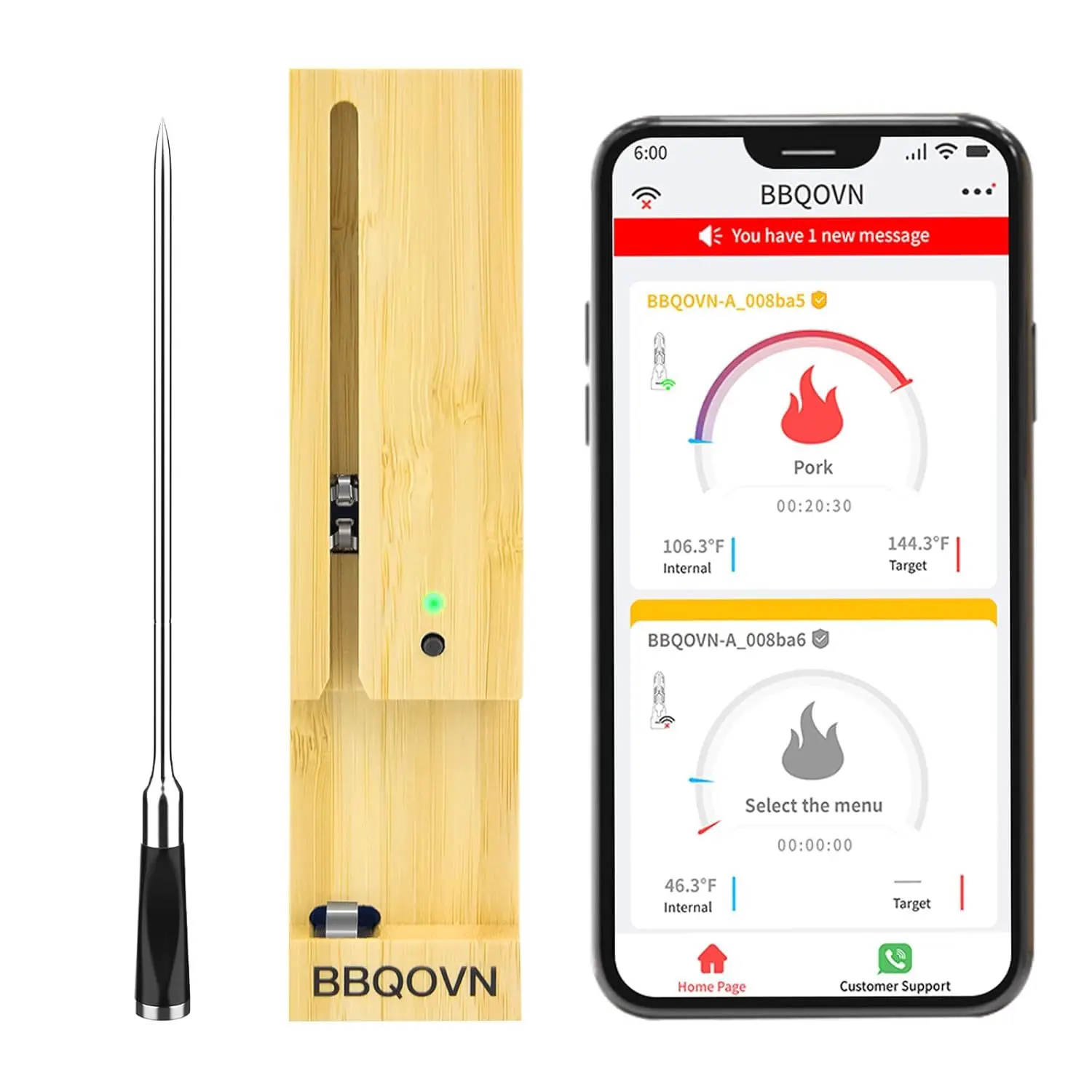

Wireless Meat Thermometer Intelligent 3 Probe Bluetooth Food Barbecue Steak Temperature Meter High-Precision BBQ Accessories