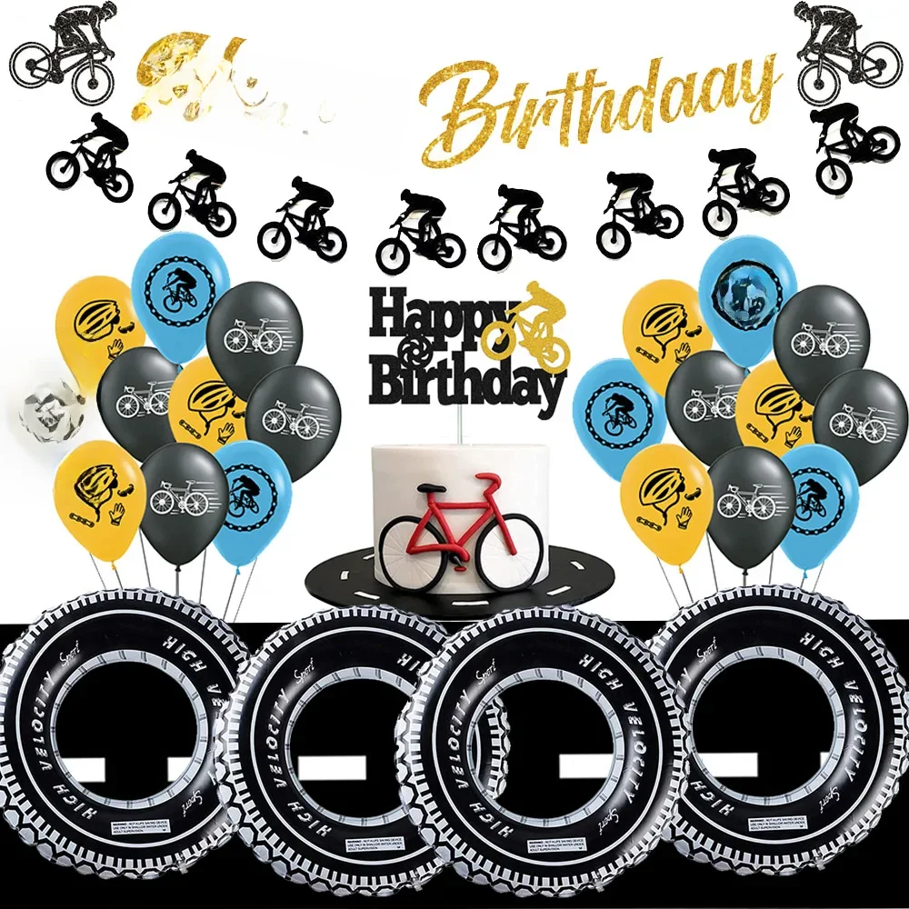 AliExpress Dirt Bike Birthday Party Decorations Bicycle Happy Birthday Banner Balloon Cake Topper Extreme