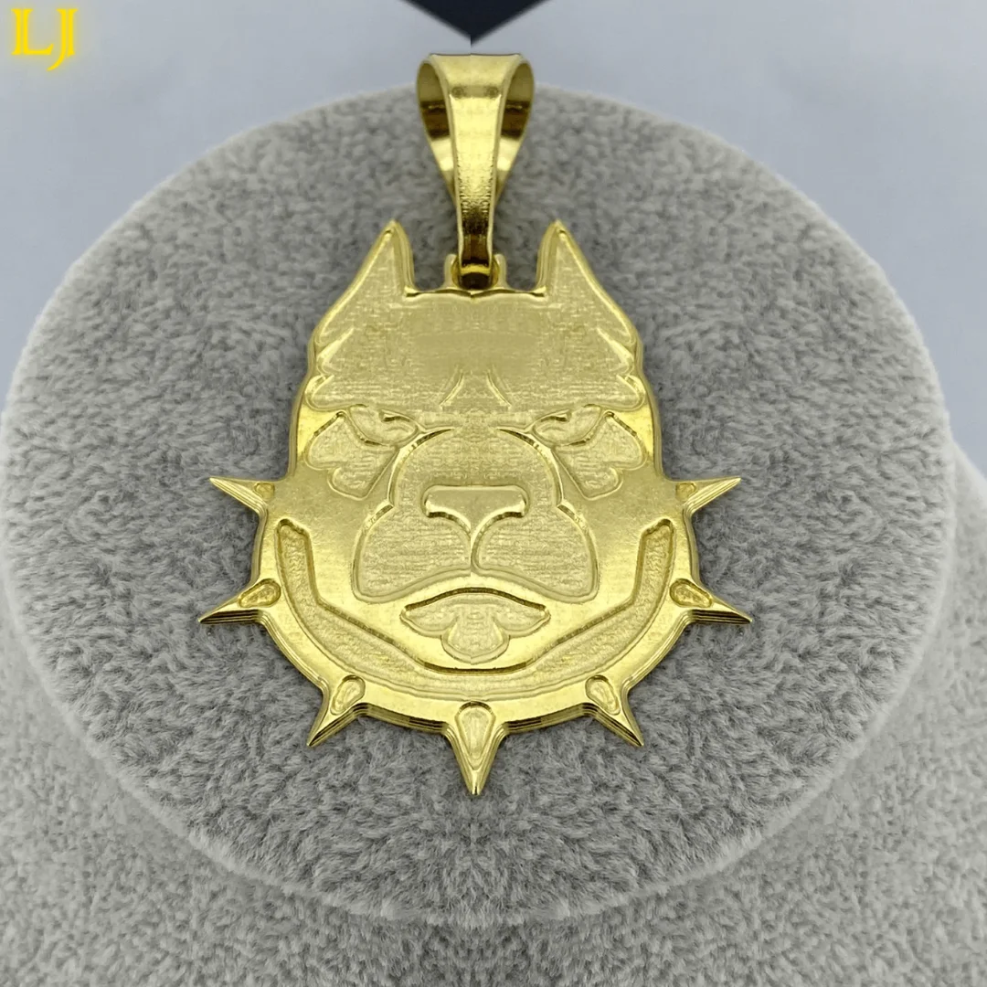 Old G/M Coin Pitbull Dog Pendant Eternal Color and Shine Color 18K Gold Pendants Men's 18K Color Pendants