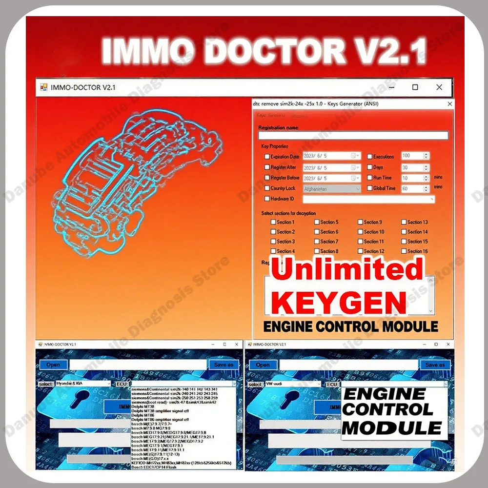 

New IMMO Doctor V2.1 Car Repair Software Multi Brand Compatible for ME17 MH72 MH83 MH82 MEG17 MED17 EDC17 - Immobilizer Off/On