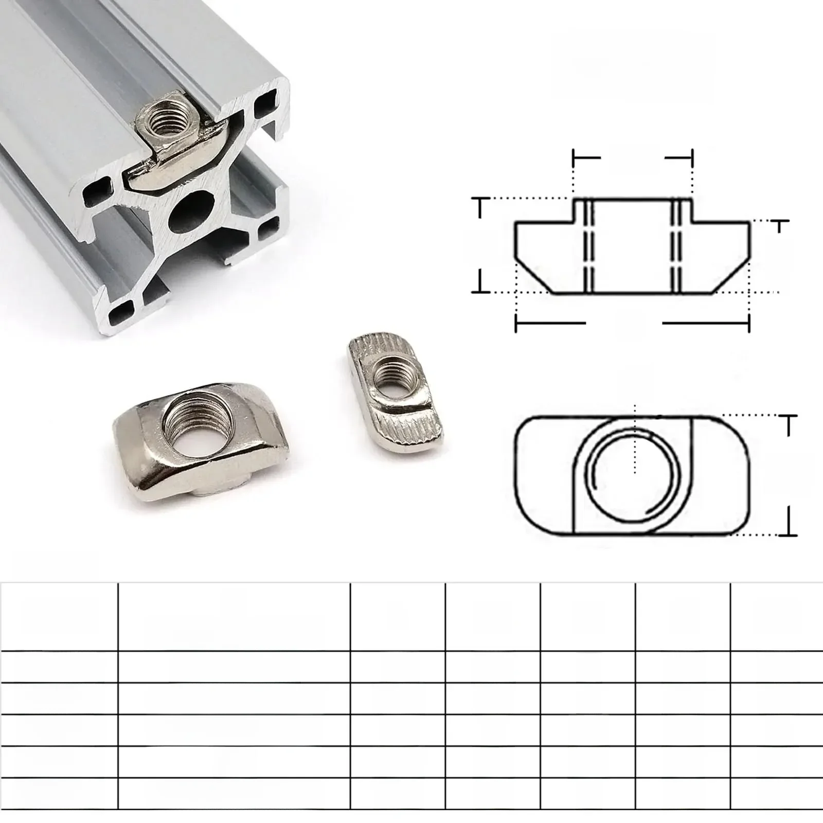 50/30/20 pièces M3 M4 M5 M6 écrou en T en forme de bateau marteau à écrou coulissant pour piste de fente d'extrusion de profil en aluminium série 20 30 40
