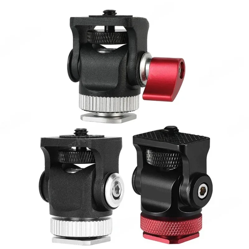 Mini uchwyt do montażu monitora Głowica statywu z adapterem do mocowania zimnej stopki Obrotowy i regulowany pochylenie do lampy wypełniającej mikrofon błyskowy — zdjęcie produktu 7