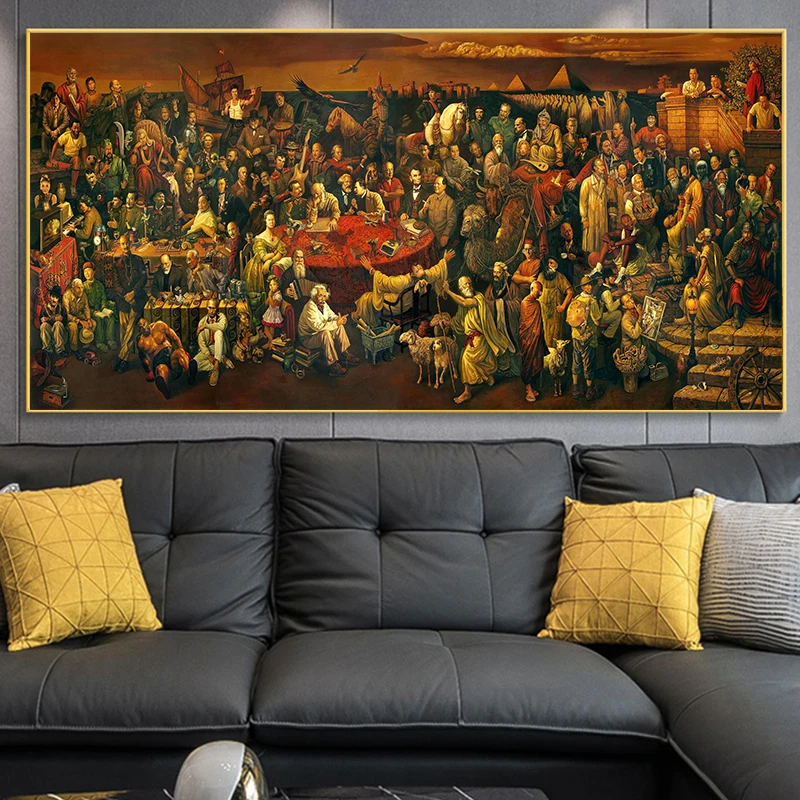 

100 Celebrities Discuss Divine Comedy With Dante Posters And Prints Famous Painting Reproduction On Canvas Home Decor Wall Art