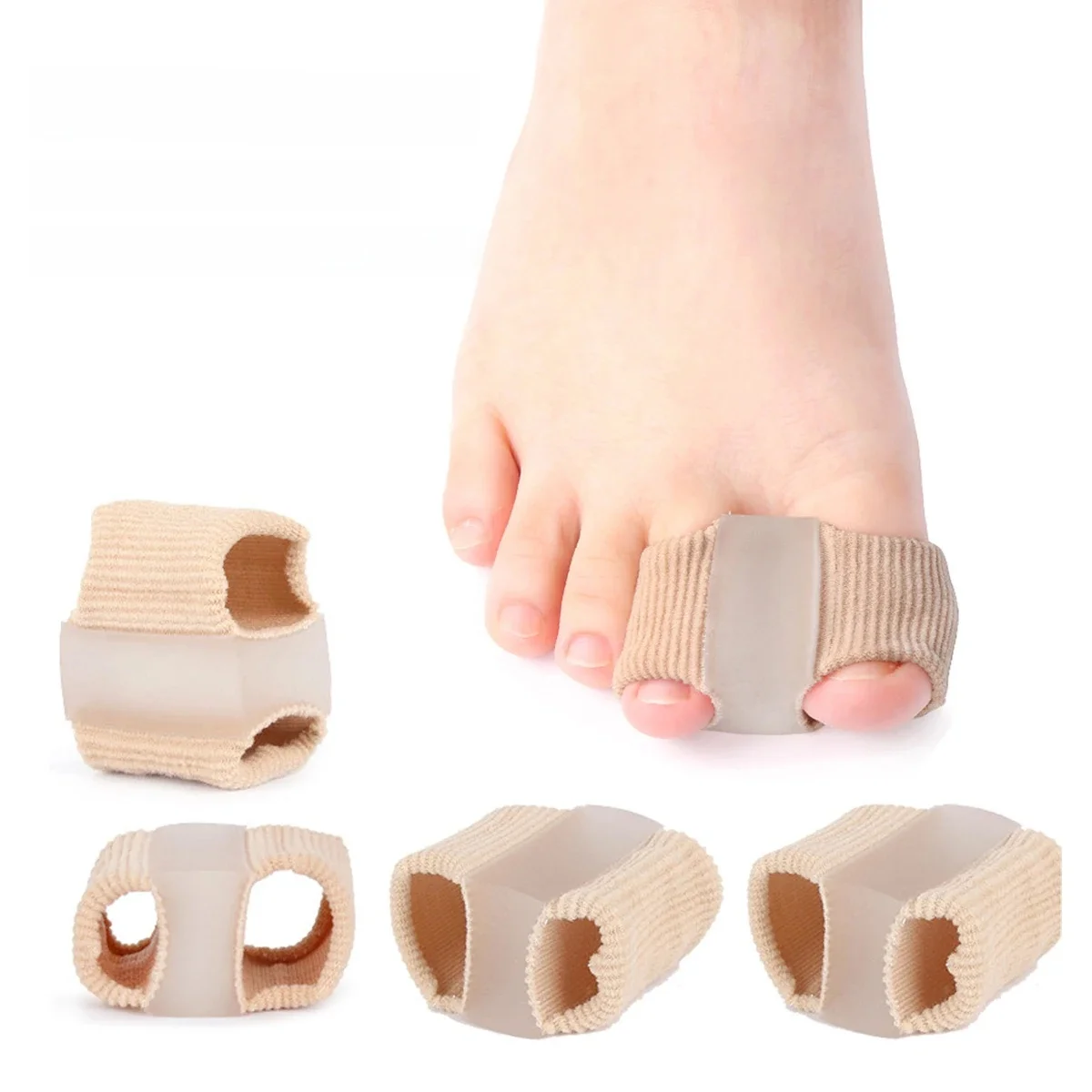 Correcteur d'oignon à Double trou en Silicone, séparateur de gros orteils, Correction quotidienne d'hallux Valgus, outil orthopédique de soins de pédicure, 1/2 pièces