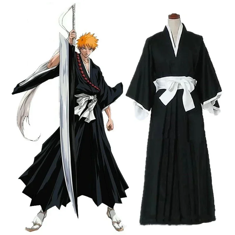 Bleach Kuchiki Rukia Cosplay Kostuums Kurosaki Ichigo Die Pa Soul Society Shinigami Kimono Volledige Outfit Duizendjarige Bloedoorlog - afbeelding 2