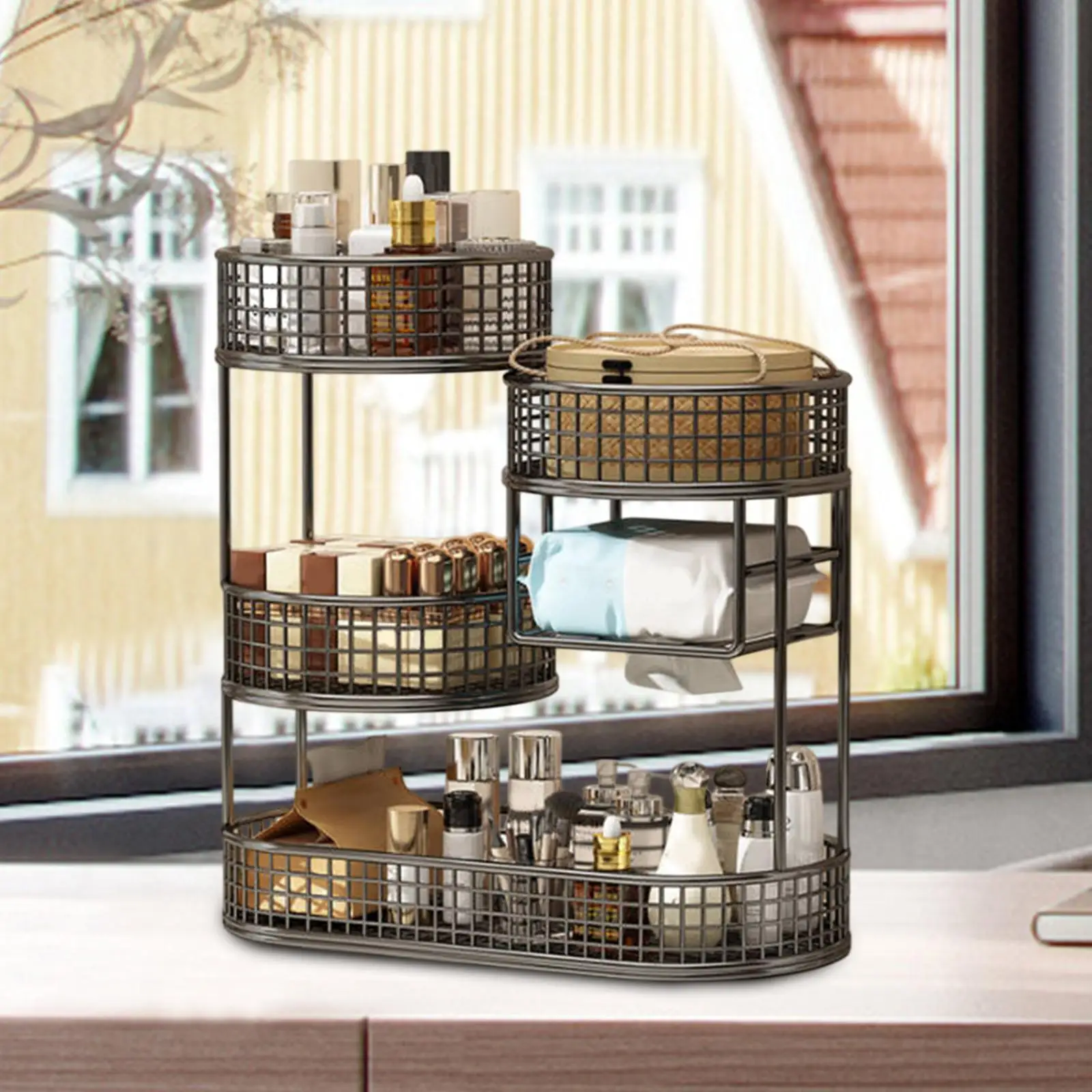 Fruit Vegetables Storage Rack Containers Portable Table Centerpiece Storage Stand Save Space Multi-layer Round Storage Baskets