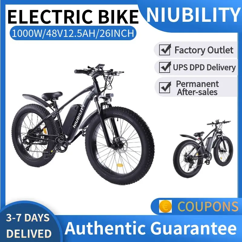 NIUBILITY B26 26 INCH FAT TYRE 26*4.0 1000W 48V12.5Ah Electric Mountain Bike Removable Lithium Battery