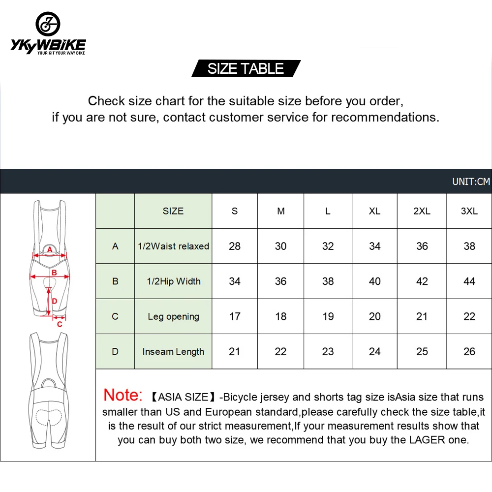 YKYWBIKE Outlet Fahrradbekleidung Sommer Frühling Fahrradtrikot Rennrad-Trägerhose Herren Damen Radtrikot Shorts Basisschichten – Detail 37