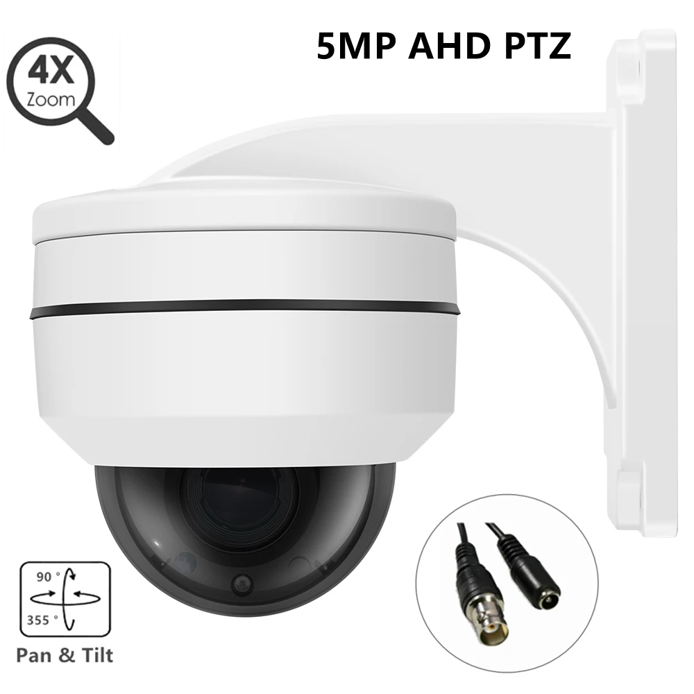 5MP PTZ AHD Dome Security CCTV Camera Outdoor 4xZoom Optical Motorized Home Street Infrared Analog Cameras with Bracket 25M