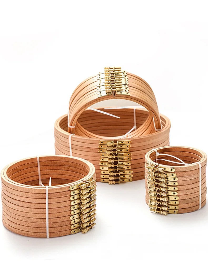 

10pc Wooden Embroidery Hoops Frame Wood Drum Hoop Embroidery Circle Ring Kit Holder for Embroideri Cross Stitch Home Sewing Tool