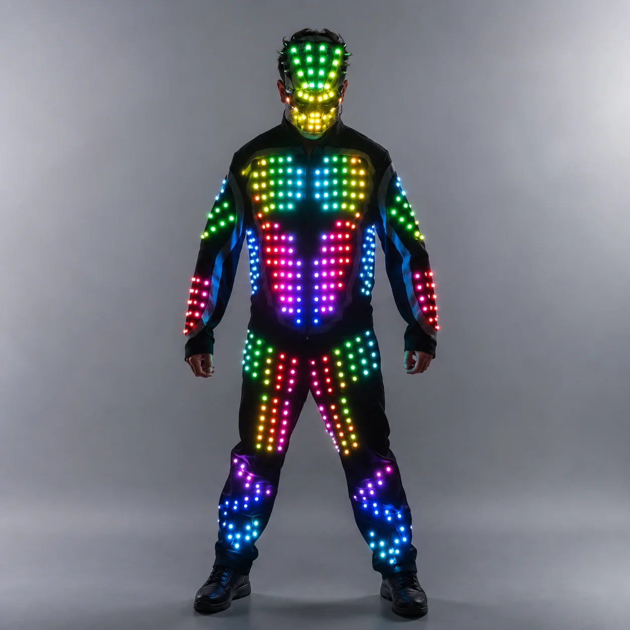 Veste d\'armure lumineuse à LED numérique, Costumes scintillants, Costume Bar, discothèque, fête, spectacle, décoration flottante
