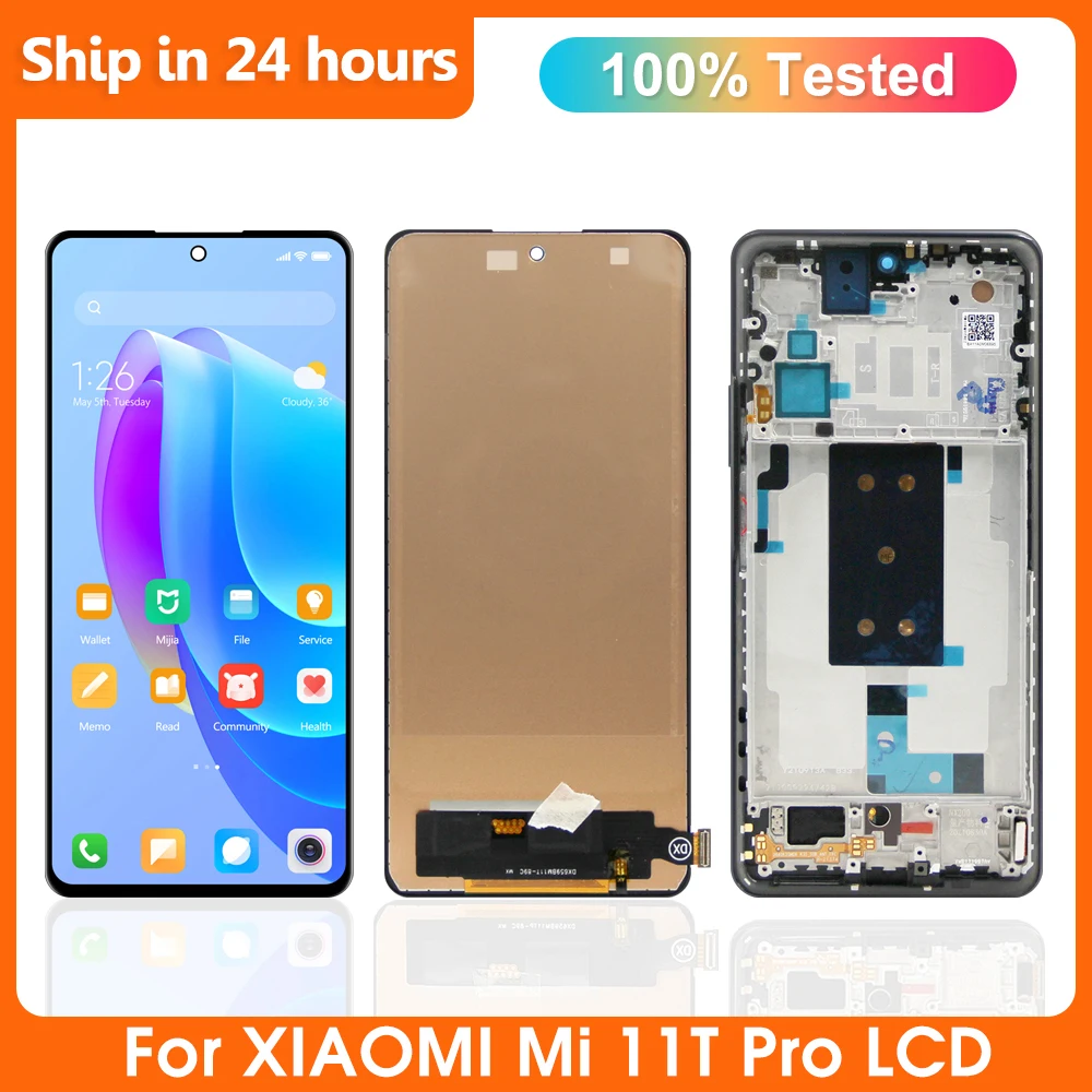 

ЖК-дисплей 6,67 дюйма для Xiaomi 11T Pro, сенсорный экран 2107113SG с дигитайзером для Xiaomi 11T, 21081111RG, сменный экран с рамкой