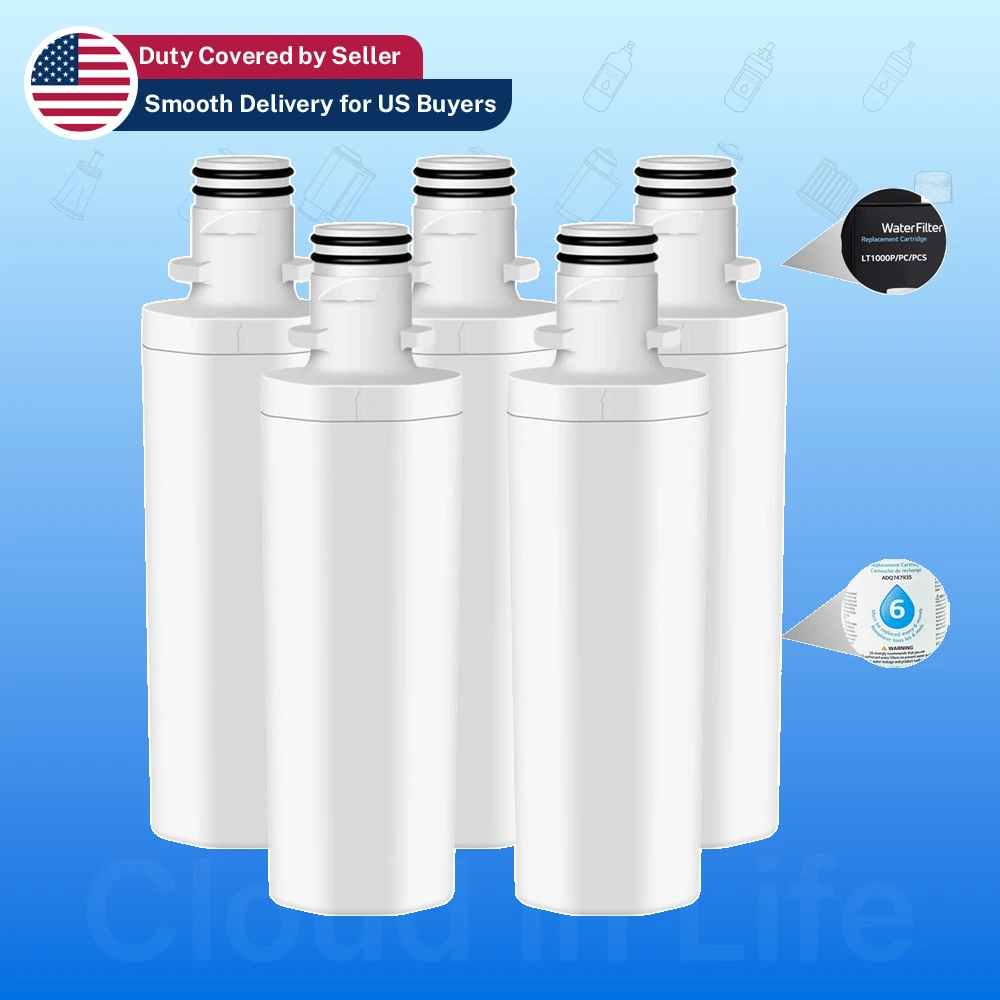 5 Pack Refrigerator Water Filter Fit for LG LT1000P ADQ74793501 MDJ64844601 Replacement Cartridge Compatible With Fridge Models