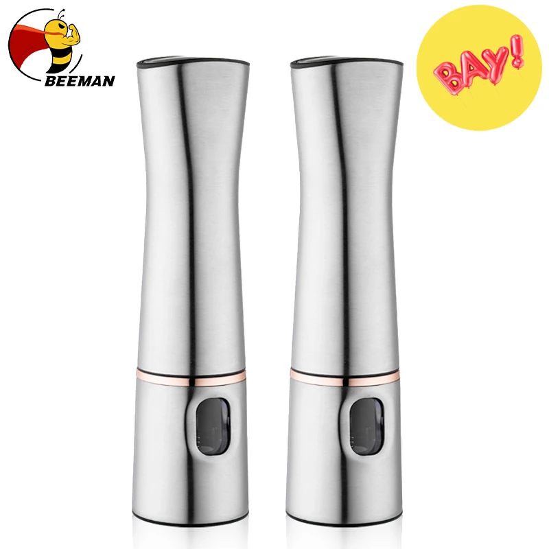 Electric Salt and Pepper Grinder Stainless Steel Automatic Gravity Herb Spice Mill Adjustable Coarseness Kitchen BBQ Tool Gadget