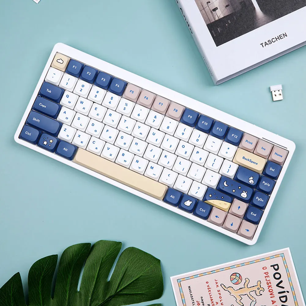 Monstar Gats MK84S Moon Rabbit Edition Wireless Axis Keyboard PBT Keycap Dyeing Dyeing Multifairing