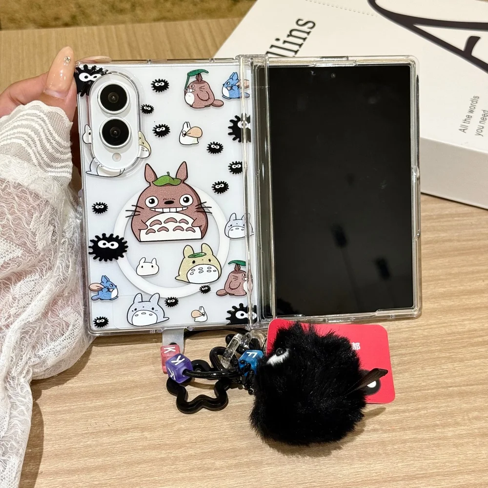 New Cute Cartoon Animal Phone Case for Samsung Galaxy Z Fold 8 Z Fold 7 Z Fold 6 Cover With MagSafe Holder Kawaii Anti‑Fall Case