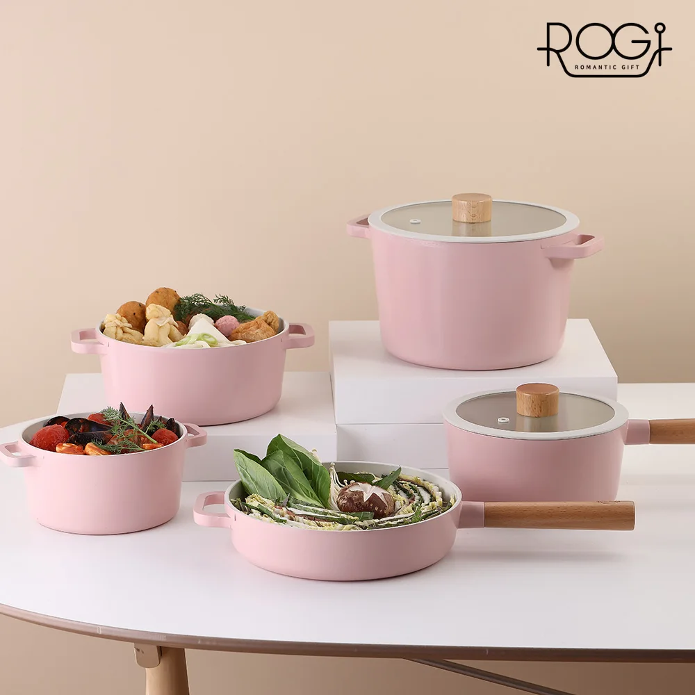 Rogi Colo IH Rosha 5-Piece Set B Ramen Pot Induction Small Pot Kitchenware Cookware Pot Set Stockpot for Bone Broth