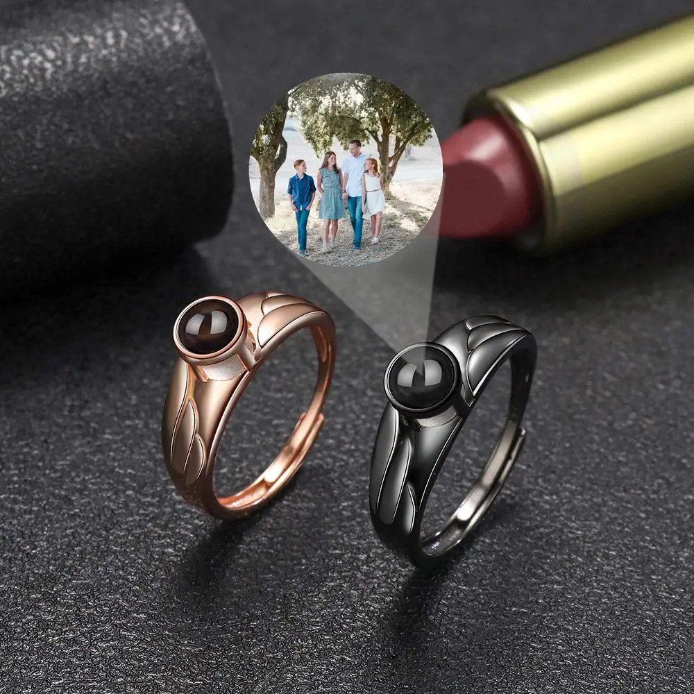Fashion Simple Custom Projection Photo Couple Ring for Men Women Casual Finger Rings Jewelry Engagement Anniversary Gift 2023