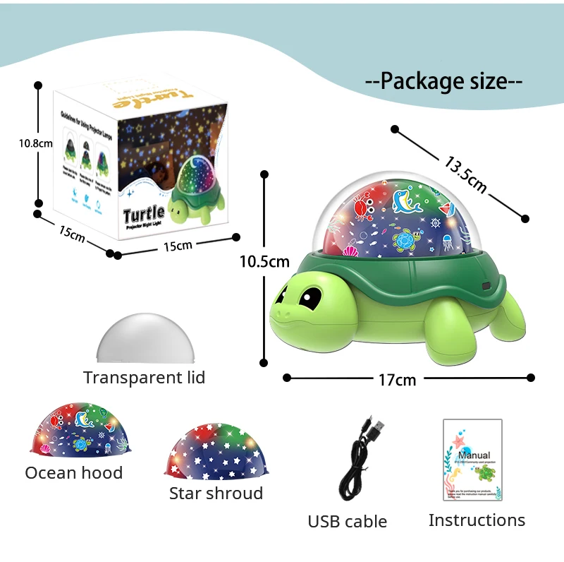 Luz de cielo estrellado de tortuga de buena suerte, proyector de estrellas, luz nocturna para niños, juguetes de regalo de rotación de 360 grados