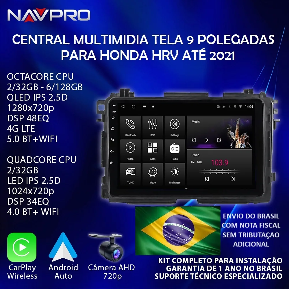 ENVIO DO BRASIL - Central Multimidia para HONDA HRV 9\