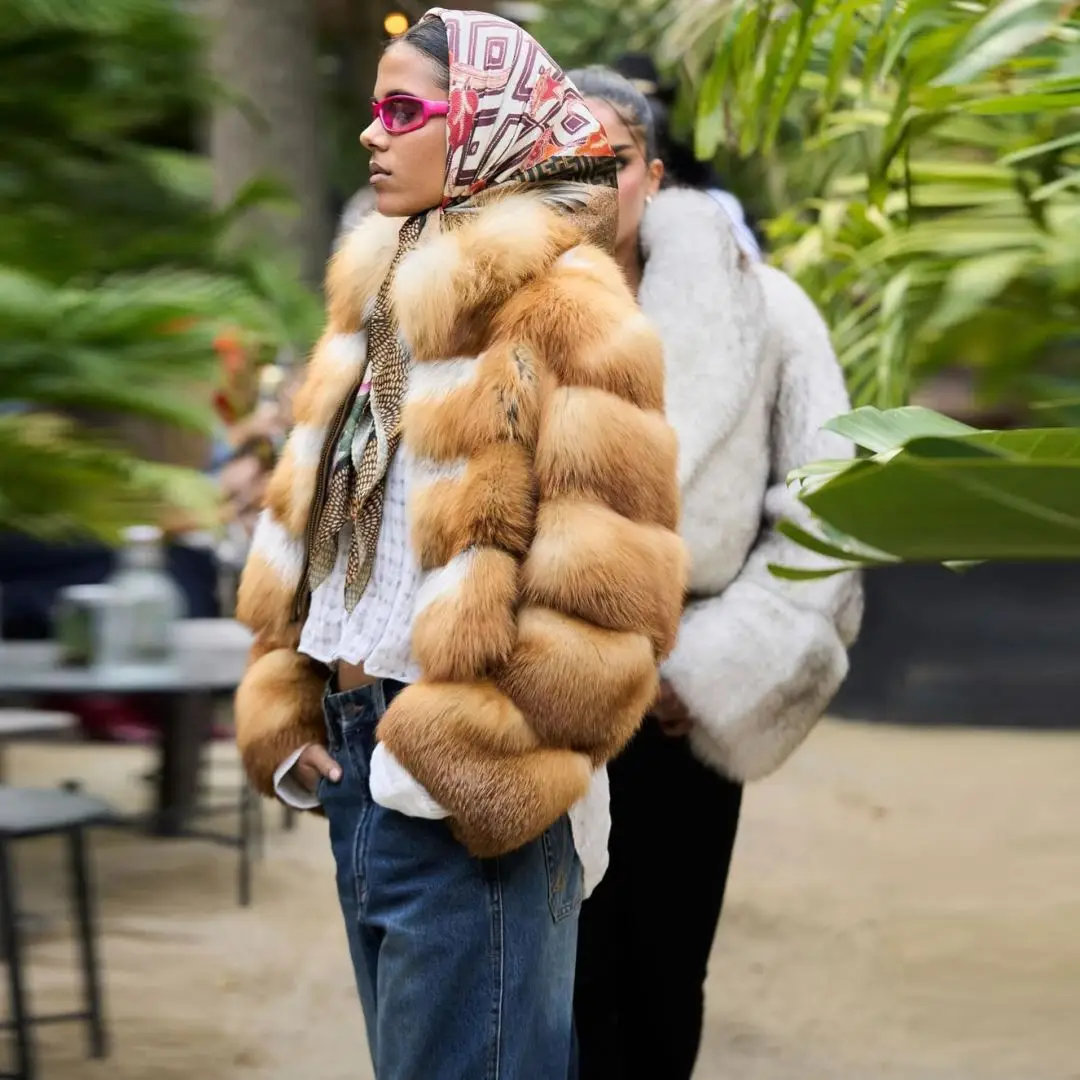 Fashion Short Natural Red Fox Fur Jacket Stand Collar Long Sleeve High Quality Wholeskin Genuine Fox Fur Coats Winter Outwear