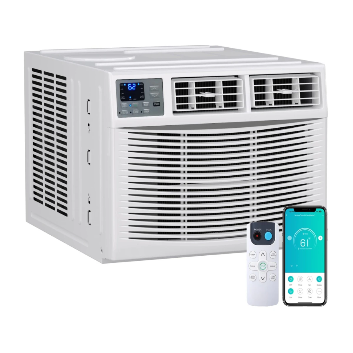 

23200 BTU Window Air Conditioner with Heat, Window AC Unit with Heater, Dehumidifier & Fan, Quiet Air Conditioner with Remote/App Control & Voice-Enabled, Fit for Rooms up to 1500 Sq. Ft