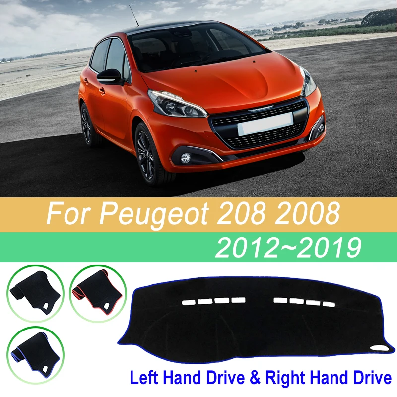 Tapis de tableau de bord anti-poussière pour Peugeot 208 2008 2012 ~ 2019 2018 2017 2016 2015, accessoires pour Console centrale de voiture