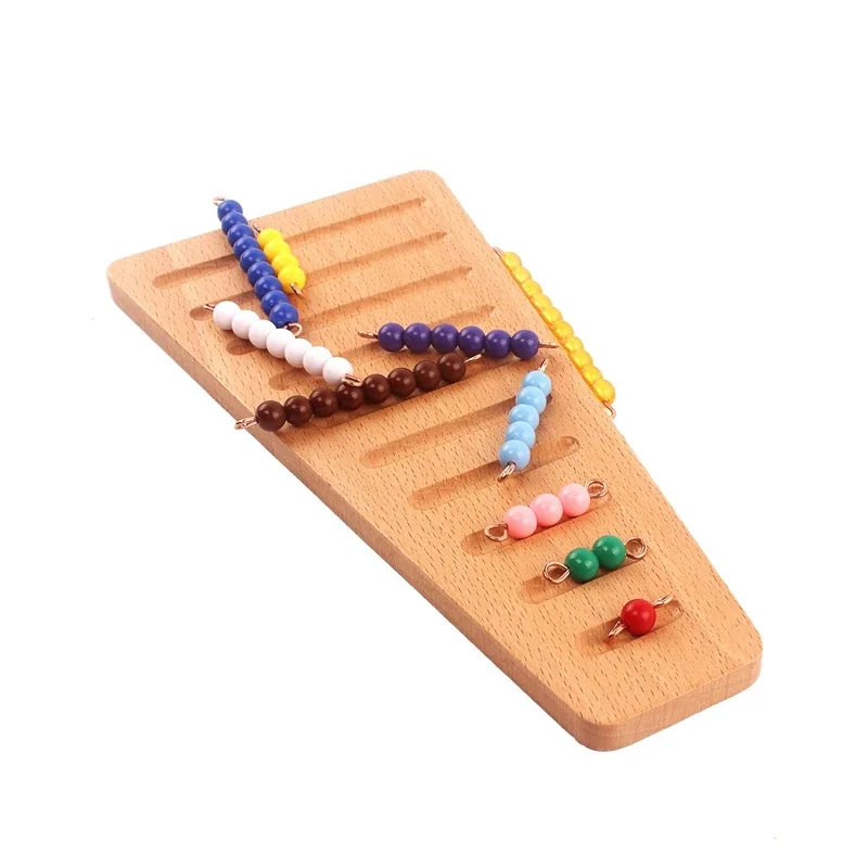 Jouet de perles en bois Montessori, escaliers de perles colorées avec plateau, 1 à 10 perles, éducation des mathématiques de la petite enfance, jouet d'apprentissage de l'entraînement préscolaire