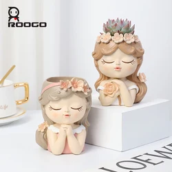 Creative Fairy ResinTable Top Small Flower-Planter Pot Cartoon Girl Home Decoration Decorative Ornament Figurine Succulent Plant