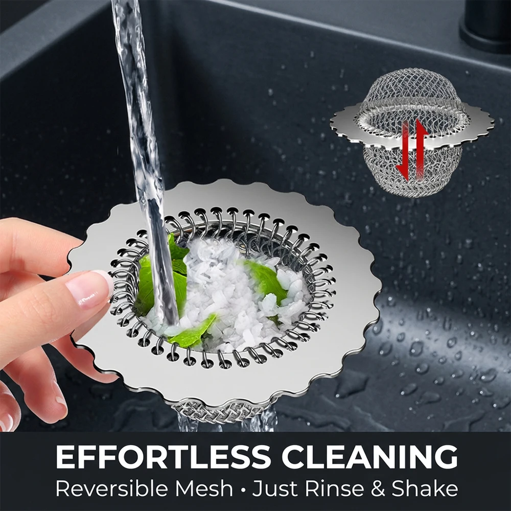 Universal Kitchen Sink Strainer Mesh Basket Stainless Steel Drain Filter Anti-Block Wash Basin Hair Catcher Easy Clean Plug