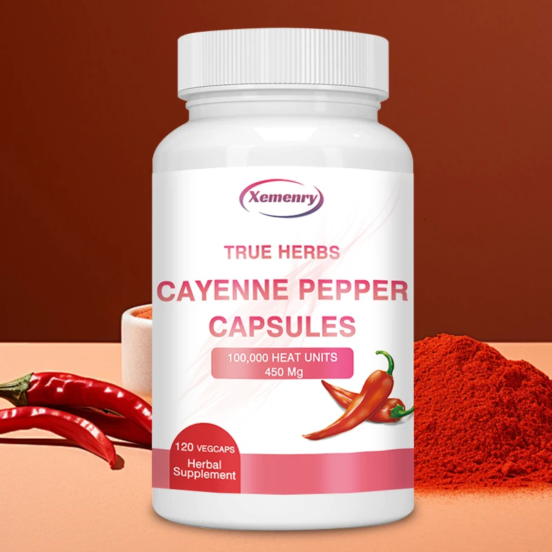 Cayenne Pepper 450mg - Supports Cardiovascular Health, Promotes Blood Circulation, and Digestive Health - 120 Capsules