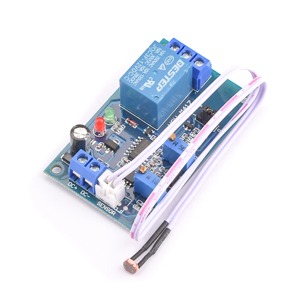 12V Light Photoswitch Sensor Switch LDR Photoresistor Relay Module Light Detection Photosensitive Sensor Board with cable