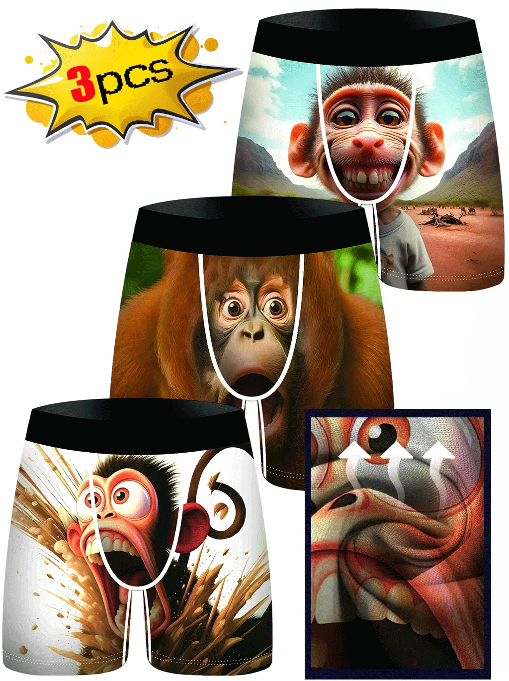 3Pcs Men Underwear Boxers Flame Man Boxershorts Breathable Men's Panties Lingerie Men Boxer Briefs Underpants