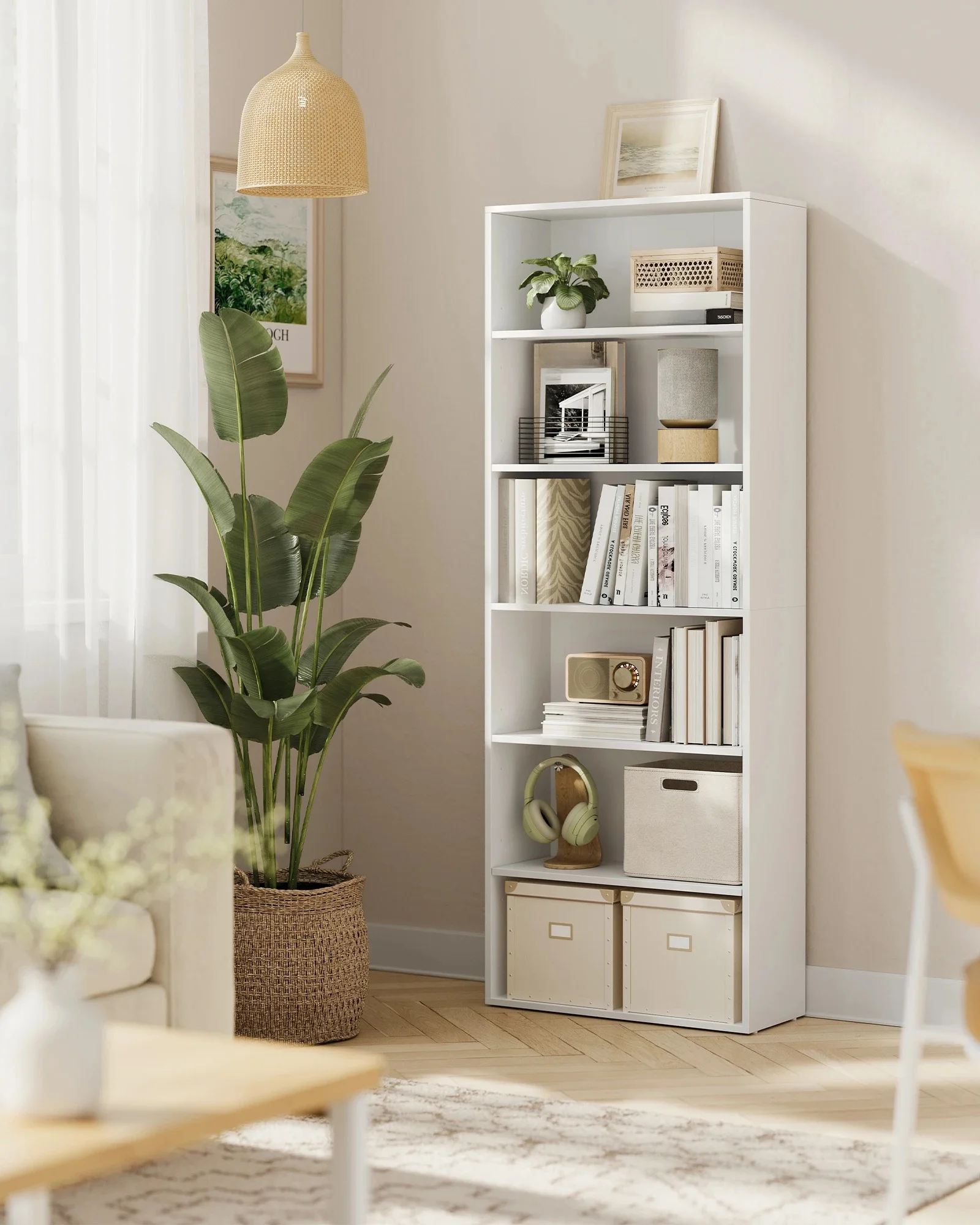 VASAGLE Bücherregal, mit 6 Ebenen, Standregal, Aufbewahrungsregal, für Wohnzimmer