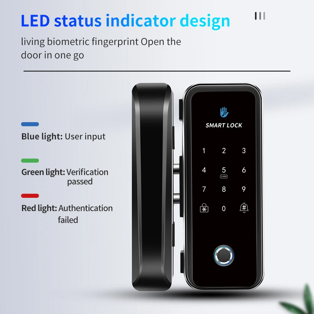 Cartão inteligente rfid com impressão digital, controle bluetooth, fechadura digital com aplicativo ttlock, fechadura de porta de vidro, porta de madeira alexa