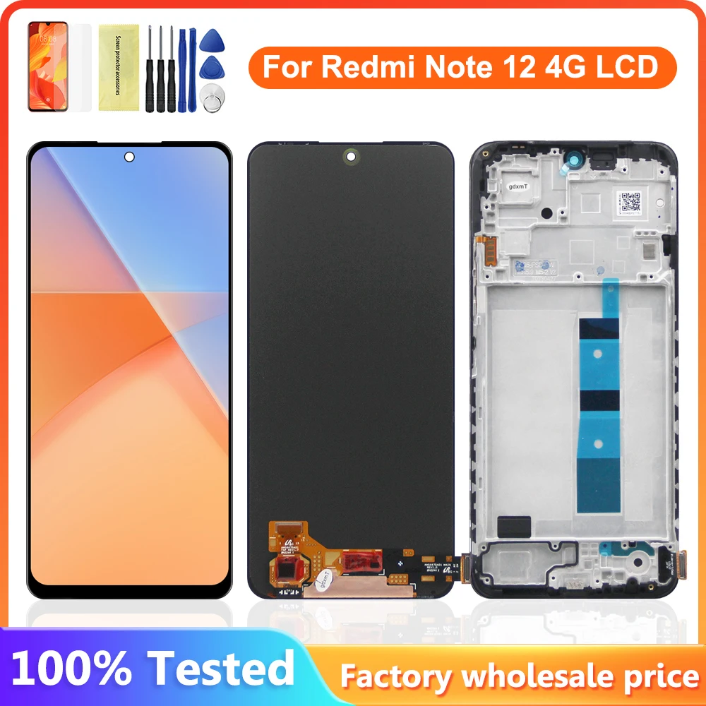 Super AMOLED For Xiaomi Redmi Note 12 4G LCD Display Digital Touch Screen with Frame 6.67