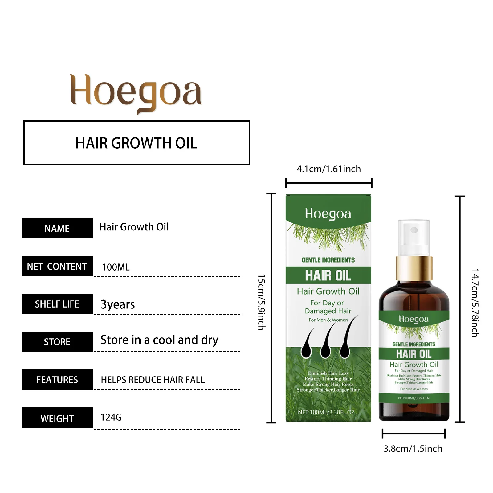 Hoegoa 100ml óleo de cabelo denso de alecrim anti perda de cabelo reparação secura extremidades divididas fortalecer as raízes do cabelo nutritivo óleo de soro do couro cabeludo