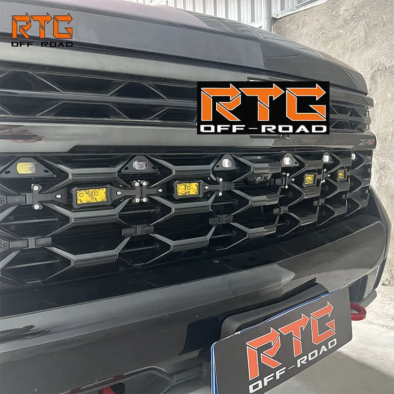 

RTG для Chevrolet ZR2 Silverado 1500 2019-2025, решетка, автомобильные аксессуары, решетка для внедорожных фар, передняя 6 шт., светодиодные фонари
